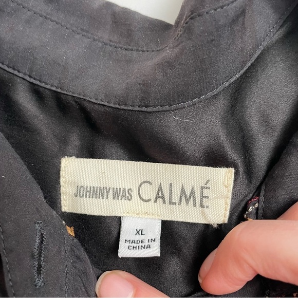 JOHNNY WAS CALME silk blend embroidered oversized button down - Picture 6 of 9